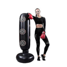 (Black) Saco de Boxe Inflável para Crianças com Base para Água ou Areia para Treino de Boxe e Kickboxing