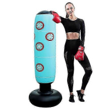 (Blue) Saco de Boxe Inflável para Crianças com Base para Água ou Areia para Treino de Boxe e Kickboxing