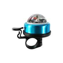 (Blue) Sonnette de vélo en aluminium avec boussole pour VTT et vélos de route, compatible avec les diamètres jusqu'à 2,2 cm.