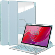 (Pink, Style F) Tablet Case with Keyboard Compatible with Lenovo Tab M11 (Xiaoxin Pad 11 2024), 360-Degree Rotating Stand