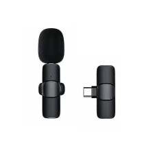 (For Android) Plug and Play Wireless Clip-On Microphone, Real-Time Sync for Live Streaming, 6H Battery Life, Noise Cancelling Lavalier Mic