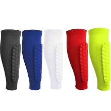 (Blue, S) Espinilleras de fútbol con mangas para pantorrillas y acolchado de panal para entrenamiento y carrera de fútbol.