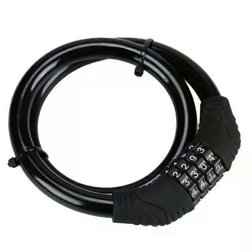 (Balck) Bicycle Combination Lock 4 Digit Code Resettable Steel Cable PVC Coated Anti-theft