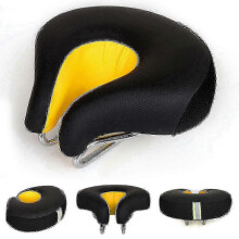 (Yellow) Sattel ohne Sattelnase, 190 mm ergonomisches Design, verdickte, weiche Polsterung für lange Mountainbike-Touren