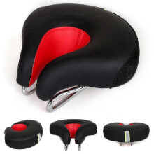 (Red) Selle de VTT sans bec, coussinet en gel, assise souple et épaisse de 190 mm pour les trajets courts et longs.