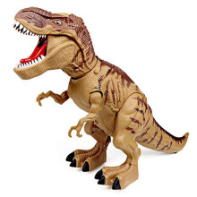 (brown) Elektrická chodiaca hračka T-Rex s projektorovými svetlami, realistickým revom a kladením vajec
