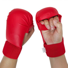 (Red) Karate rukavice pre deti vo veku 5-12 rokov, veľkosť XS, tréningové rukavice z PU kože s tlmiacou penou, ochranou kĺbov a palca