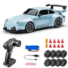 (baby blue) 1:24 Scale 4WD Remote Control Drift Car, 22 Minute Drift Time with 2 Tire Sets & USB-C Charging