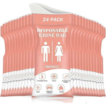 (Pink 24) Wegwerp urinezakjes, verpakking van 12 of 24 stuks, draagbaar urinoir voor op reis, kamperen en noodgevallen, inhoud 800 ml