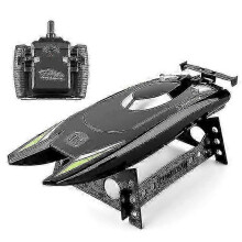 (Black) Bateau de course télécommandé 2,4 GHz, haute vitesse 30 km/h, portée 80 m, batterie rechargeable 7,4 V