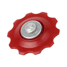 (Red) Bicycle Rear Derailleur Roller Chain Wheel, 10-tooth, Plastic Material, Black Red Colour, 1.2cm Diameter, Bicycle Replacement Accessory