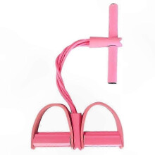 (Pink) Juego de bandas de resistencia 4 tubos con pedal y extensión de tobillo, TPE de alta densidad para entrenamiento en casa y oficina