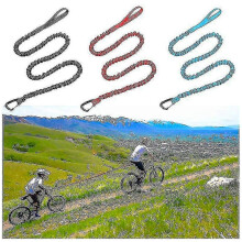 (Red) Corde de remorquage pour vélos enfant et adulte, sangle en nylon avec mousqueton, extensible jusqu'à 3 mètres