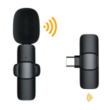 (Type C Interface) Microfone de Lapela Sem Fios com Ligação Plug and Play, Cancelamento de Ruído, 6 Horas de Bateria