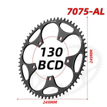 (60T) Fahrrad-Kettenblatt 130BCD, 7075 Aluminium, kompatibel mit Rotor Rennrad, wählbar 50T-60T, für MTB und Rennrad