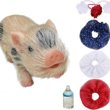 (B) Mini bambola maialino in silicone realistica, giocattolo per neonati da 12,7 cm con accessori