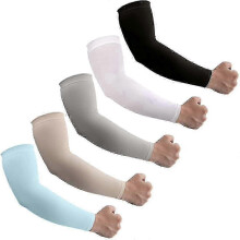 (Black White Grey Beige Blue) Compression Arm Sleeves for Tattoo Cover, UPF 50+ UV Protection Cooling, 5 Pairs