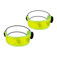 (Green) Reflecterende brede beenband voor fietsen, verstelbare klittenbandsluiting, slijtvast voor nachtelijke fietstochten op de weg en in de bergen.