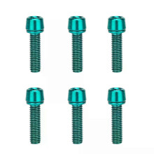 (Green) 6Pcs M5x18mm Mountain Bike Stem Bolts, Titanium Plated Allen Hex Head Bicycle Screws with Washers, Stainless Steel Corrosion Resistant