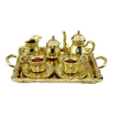 (Gold) Speelset met theethema voor kinderen, gemaakt van legeringsmateriaal, verkrijgbaar in zilver, goud en roségoud.