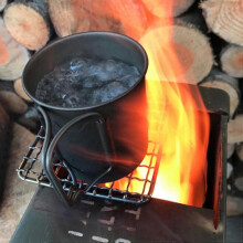(style1531) Support de casserole de camping, support à bûches en acier inoxydable pour réchaud de camping et pique-niques en plein air