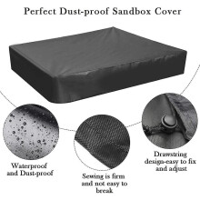 (120cm x 120cm) Sandkastenabdeckung mit Kordelzügen, wasserdichte und staubdichte Oxford-Plane für den Außenbereich
