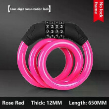 (Pink) 4 Digit Combination Bike Lock, Zinc Alloy Steel Cable Anti-theft Ring Lock for MTB Road Bicycle, Electric Scooter, Black Pink Yellow Green Blue