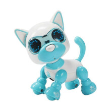 (Blue) Interaktívny robotický domáci pes, s LED očami, záznamom zvuku a spevom, materiál ABS, pre deti