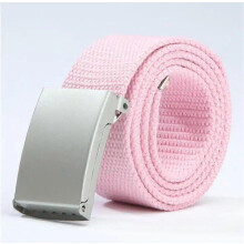 (Pink, 130cm) Cinturón de lona, unisex ajustable, 3,8 cm de ancho, múltiples longitudes 110-140 cm para pantalones vaqueros tácticos al aire libre