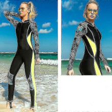 (BLACK, XXL) Maillot de bain une pièce pour femme, manches longues, jambes longues, protection UV, séchage rapide