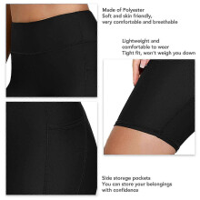 (Black, S) Short de surf pour femme, taille haute avec poche, coutures anti-frottement, en polyester pour sports nautiques