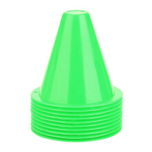 (Green) Coni per allenamento di calcio 10 pezzi, base quadrata piatta, materiale PE, per allenamento delle abilità calcistiche