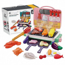 (Pink) Ensemble de jouet barbecue pour enfants, grille de simulation avec spray, lumière et son, nourriture changeante de couleur, âge 3+