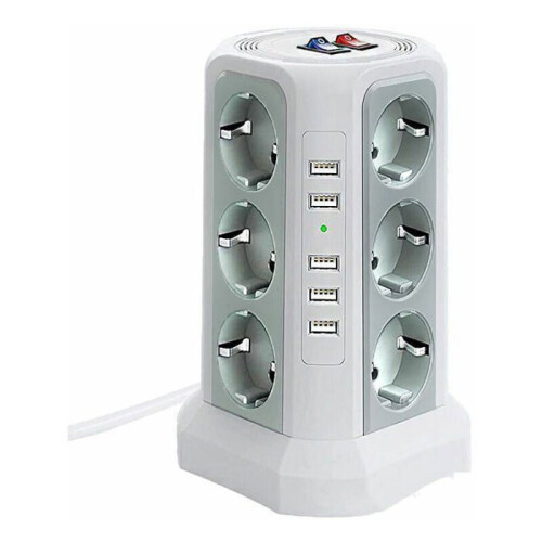Multiprise Parafoudre με 5 θύρες USB και 12 βραβεία 2 interrupteurs Blanc