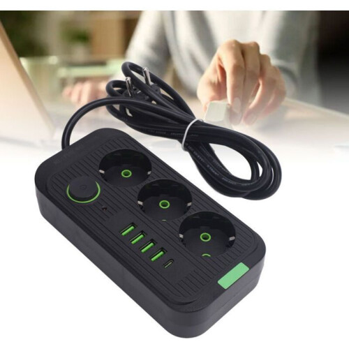 Ευρωπαϊκό μπλοκ φαγητού 3 βραβεία 4 θύρες USB 1 τύπου C με καλώδιο 2 μέτρων για ηλ