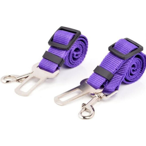Laisse Ceinture de Sécurité - Violet - Système Réglable - Mousqueton Solide