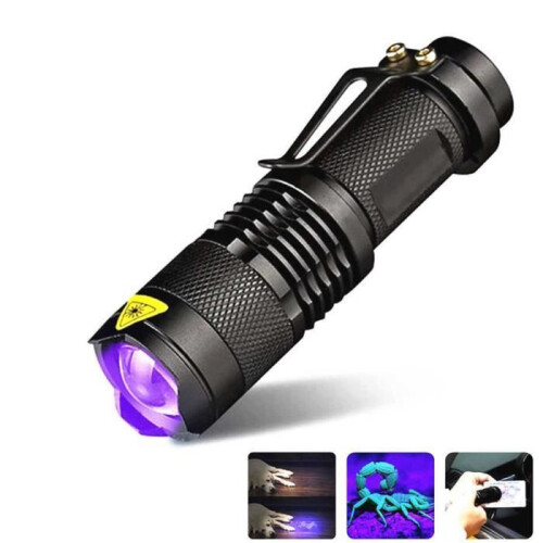 Φακός UV - 365nm - Κράμα αλουμινίου - Απόσταση δέσμης 8m - Συμπαγής και ελαφρύς