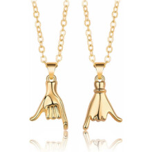 (gold) Pinky Promise koppelkettingen, magnetische hartenhanger van gepolijst legering, voor valentijnsdag en jubilea