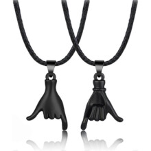 (black) Collares para pareja promesa de meñique, dije corazón magnético de aleación hipoalergénica, para San Valentín y aniversarios