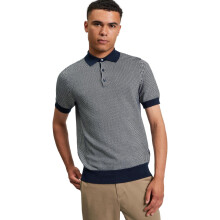 (M, Dark Navy) Ben Sherman Mens Bicoloured Textured Short Sleeve Polo Shirt