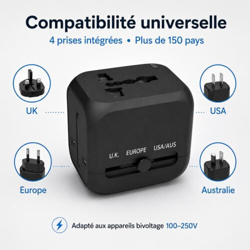 Βραβείο Universal Adapter με 2 θύρες USB-A, 1 θύρα USB-A και 1 τροφοδοτικό Universal, Universal Adapter γ 1