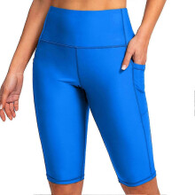 (Light Blue, M) Damen Neopren Shorts zum Surfen, hoher Bund, seitliche Taschen, reduziert Reibung, für Tauchen Wasserski Wassersport