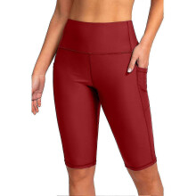 (Brick Red, S) Damen Neopren Shorts zum Surfen, hoher Bund, seitliche Taschen, reduziert Reibung, für Tauchen Wasserski Wassersport