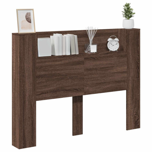 VidaXL vidaXL Storage Headboard with LED Brown Oak Engineered Wood 1