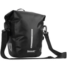 (Black) Fahrrad Satteltasche, 7L erweiterbar auf 10L, wasserdicht, mit reflektierendem Logo und Schultergurt, passt bis 18mm Sattelstütze