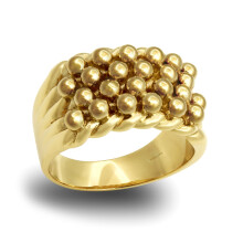 (U) Jewelco London Men's Solid 9ct Yellow Gold 4 Row King George III Keeper Guard Rope Edge Ring - JRN084