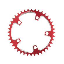 (40t, 130BCD Red) Schmalbreites Fahrrad-Kettenblatt, Aluminiumlegierung, 110BCD/130BCD 5-Schrauben, kompatibel mit Rennrad und Mountainbike-Kurbeln