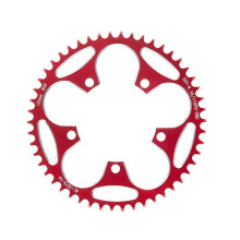 (50T, 130BCD Red) Schmalbreites Fahrrad-Kettenblatt, Aluminiumlegierung, 110BCD/130BCD 5-Schrauben, kompatibel mit Rennrad und Mountainbike-Kurbeln