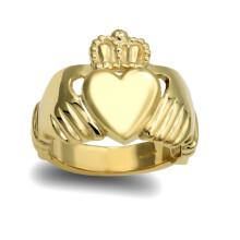 (V) Jewelco London Men's Solid 9ct Yellow Gold Claddagh (Chladaigh) Ring - JRN104A