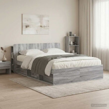vidaXL Headboard Cabinet with Storage Grey Sonoma Engineered Wood